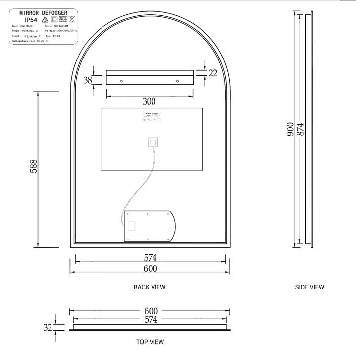 1200mm Boston Light Grey Wall Hung Vanity and ARCHIE LED Mirror