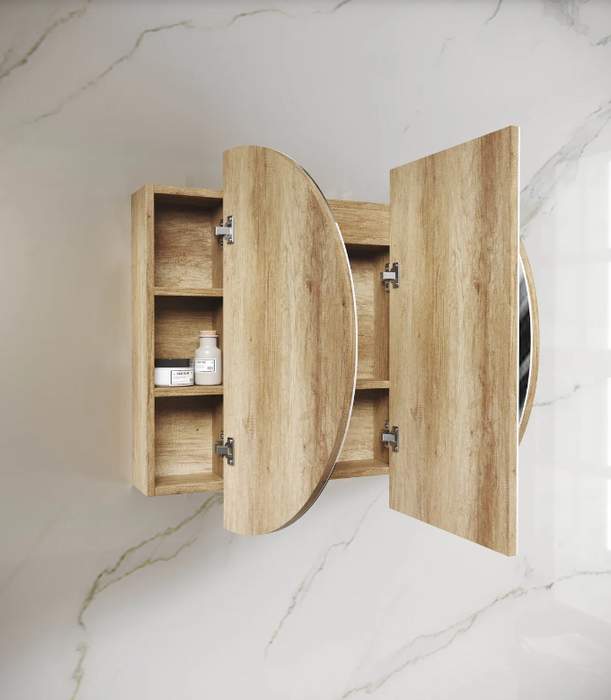 1200*750mm OTT Bondi Natural Oak/Black Oak/Matte White Oval Wall Mounted LED Shaving Cabinet