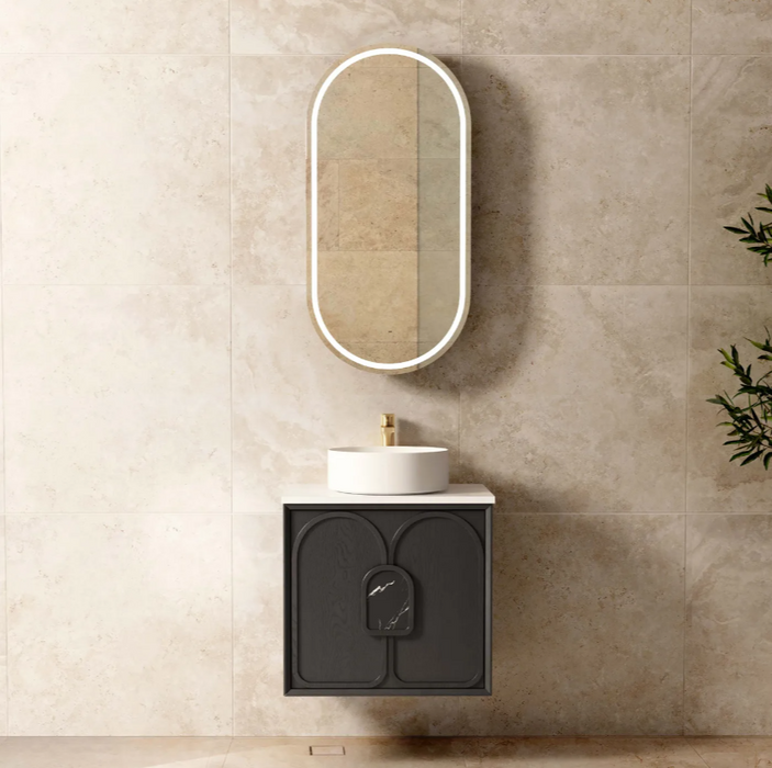 600-1800*460*550mm Laguna Black American Oak High Moisture Resistant Plywood Vanity