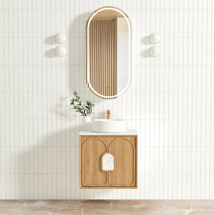 600-1800*460*550mm Laguna Natural American Oak High Moisture Resistant Plywood Wall Hung Vanity