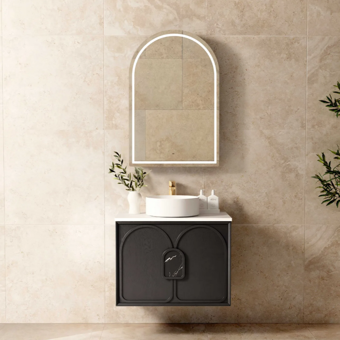 600-1800*460*550mm Laguna Black American Oak High Moisture Resistant Plywood Vanity