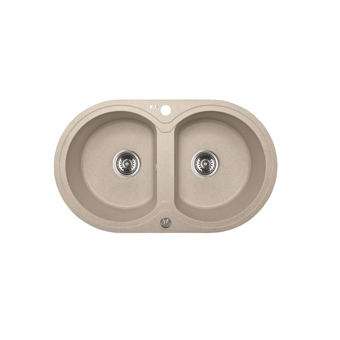 470*780*204mm ACA Laveo Beige Granite Stone Double Bowls Sink - HD reno