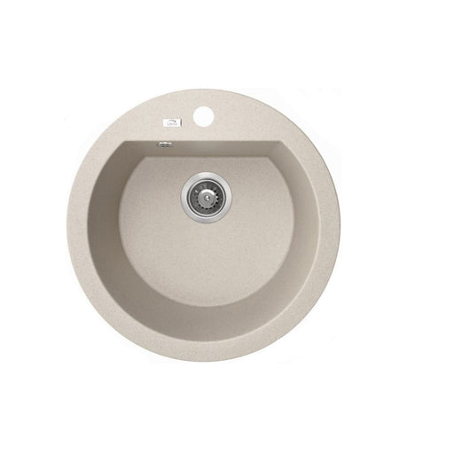 510*205mm ACA Laveo Beige Granite Stone Round Sink Single Bowl with Space Saving Siphon and Click-clack Plug Sink - HD reno