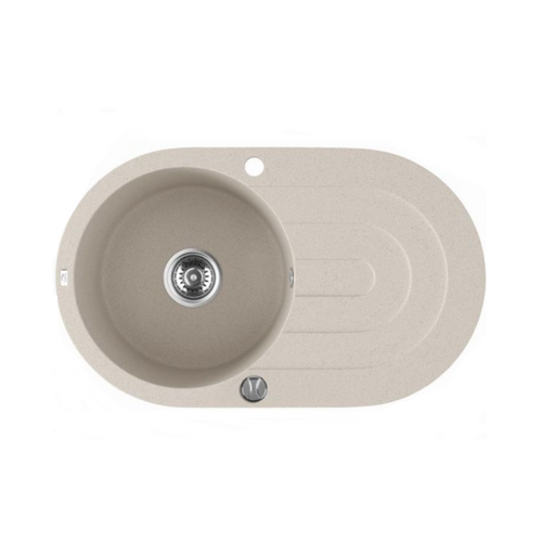 470*780*204mm ACA Laveo Beige Granite Stone Single Bowl with Drainer Sink - HD reno