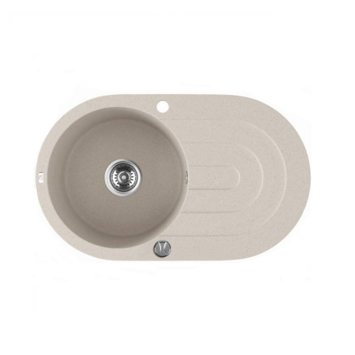 470*780*204mm ACA Laveo Beige Granite Stone Single Bowl with Drainer Sink - HD reno