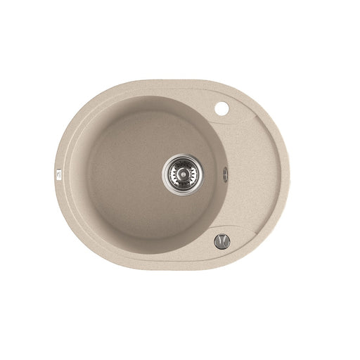 470*580*198mm ACA Laveo Beige Granite Stone Single Bowl with Short Drainer Sink - HD reno