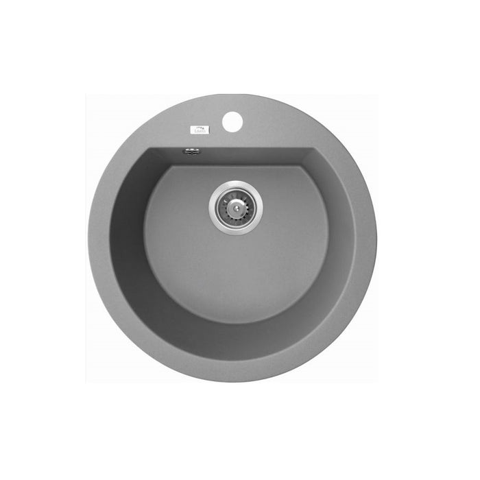 510*205mm ACA Laveo Grey Granite Stone Round Sink Single Bowl with Space Saving Siphon and Click-clack Plug Sink - HD reno