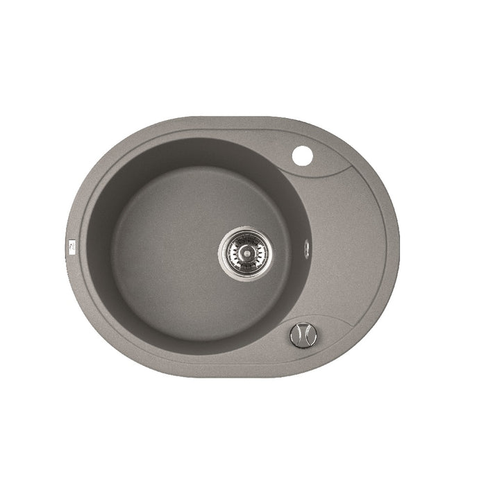 470*580*198mm ACA Laveo Grey Granite Stone Single Bowl with Short Drainer Sink - HD reno