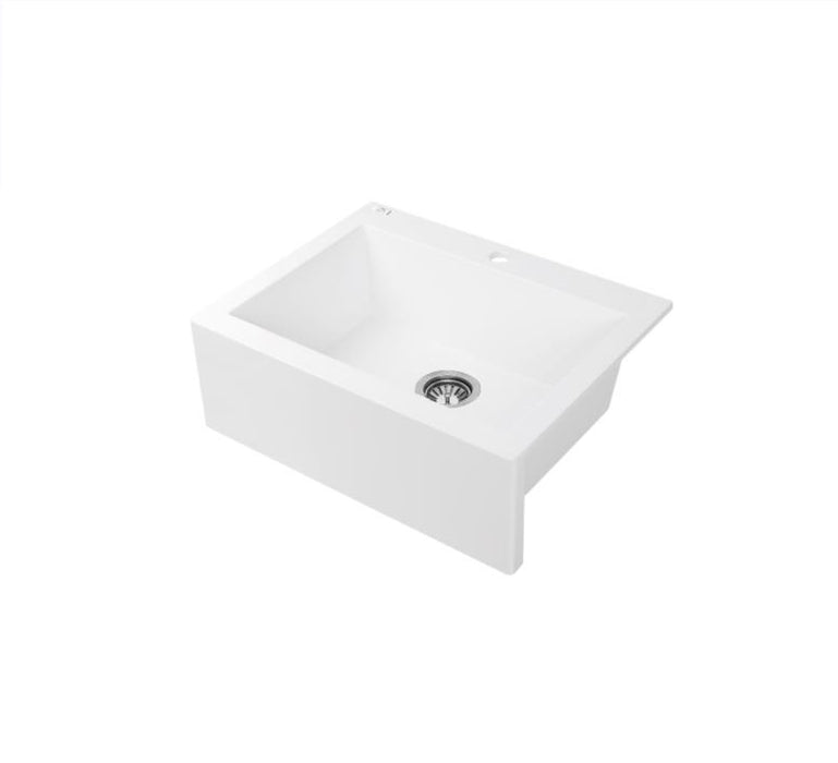 490*580*220mm ACA Laveo White Granite Stone Single Bowl Sink - HD reno