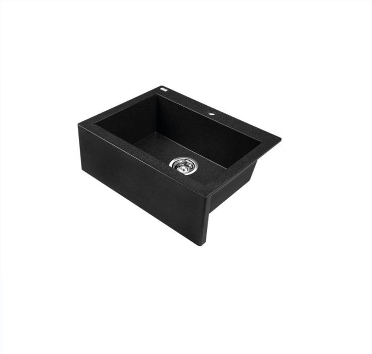 490*580*220mm ACA Laveo Black Granite Stone Single Bowl Sink - HD reno
