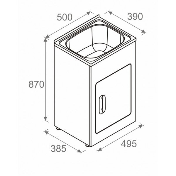 500*390*870mm 30L 304 Stainless Steel Mini Laundry Tub with Metal Cabinet