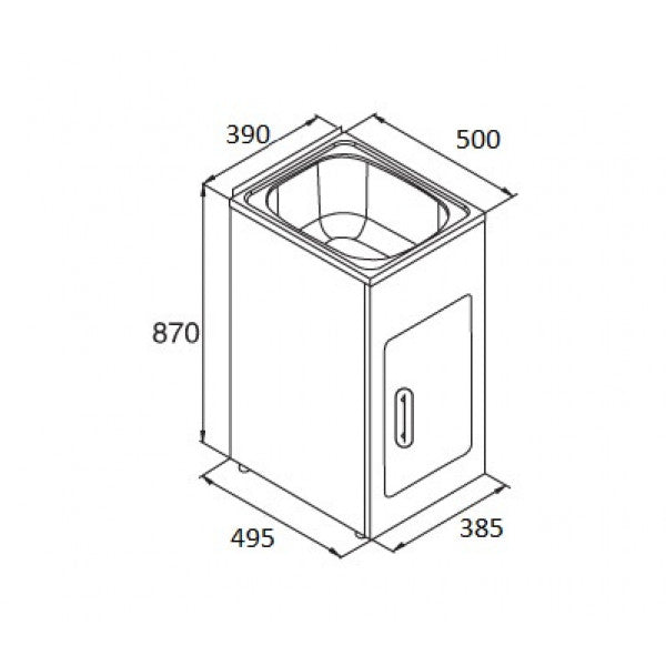 390*500*870mm 30L Compact 304 Stainless Steel Mini Laundry Tub with Metal Cabinet
