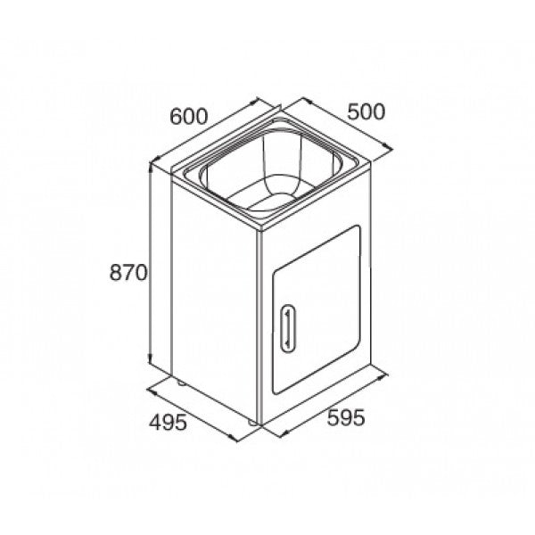 600*500*870mm 45L 304 Stainless Steel Laundry Tub with Metal Cabinet