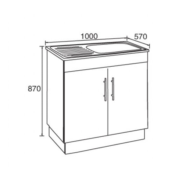 1000*570*870mm 304 Stainless Steel Laundry Tub with Polyurethane Cabinet