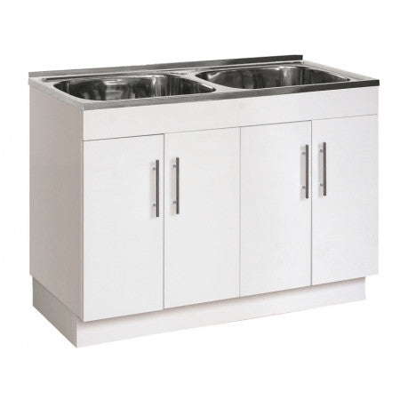 1160*500*930mm 90L Double Bowl 304 Stainless Steel Laundry Tub with Polyurethane Cabinet