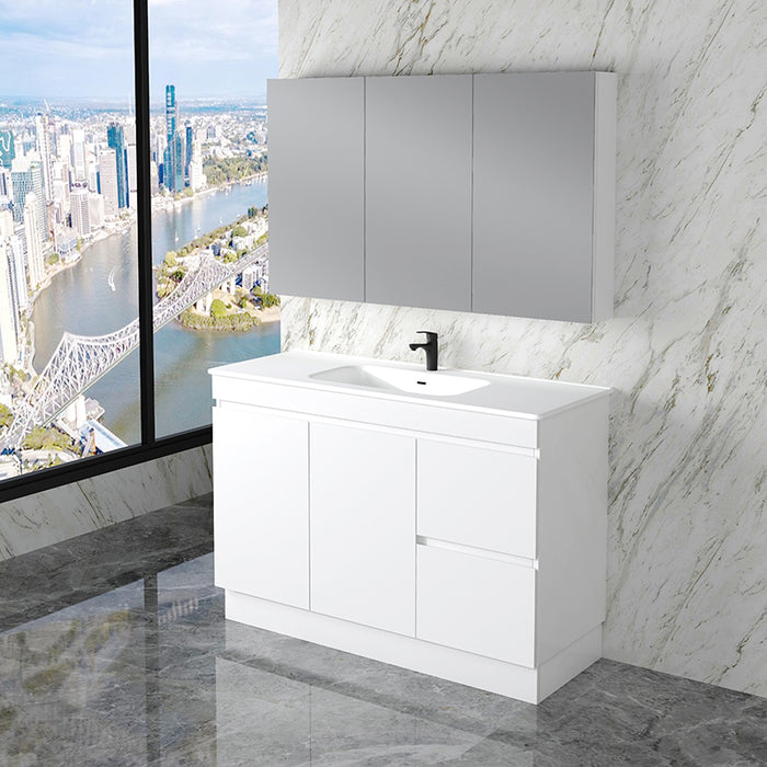 600-1500mm*820*450mm ABS Less Polyurethane Moisture Resistance Gloss White Freestanding Vanity With Kickboard - HD reno