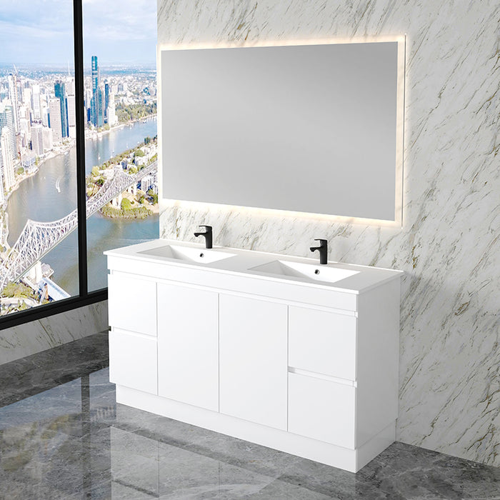 600-1500mm*820*450mm ABS Less Polyurethane Moisture Resistance Gloss White Freestanding Vanity With Kickboard - HD reno