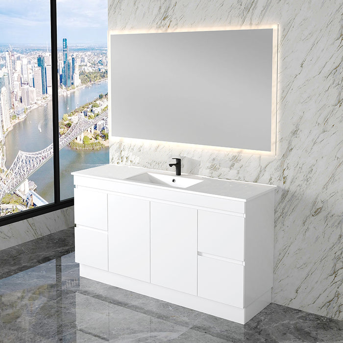 600-1500mm*820*450mm ABS Less Polyurethane Moisture Resistance Gloss White Freestanding Vanity With Kickboard - HD reno