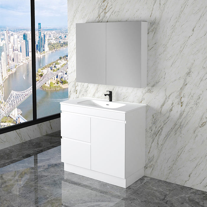 600-1500mm*820*450mm ABS Less Polyurethane Moisture Resistance Gloss White Freestanding Vanity With Kickboard - HD reno