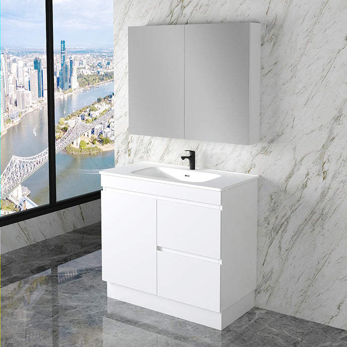 600-1500mm*820*450mm ABS Less Polyurethane Moisture Resistance Gloss White Freestanding Vanity With Kickboard - HD reno