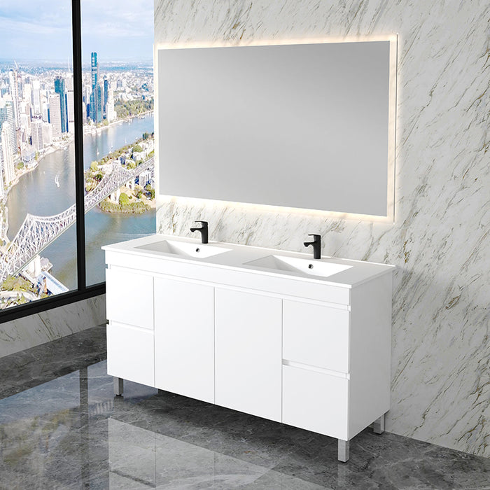 600-1500mm*820*450mm ABS Less Polyurethane Moisture Resistance Gloss White Freestanding Vanity With Kickboard - HD reno