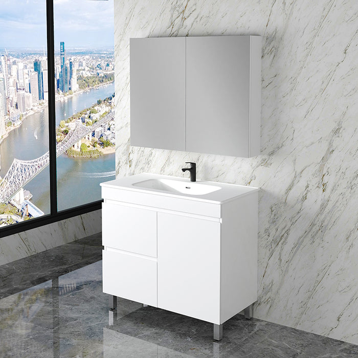 600-1500mm*820*450mm ABS Less Polyurethane Moisture Resistance Gloss White Freestanding Vanity With Kickboard - HD reno