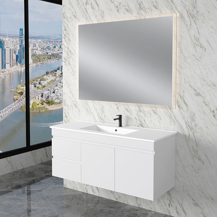 600-1500mm*450*505mm ABS Less Polyurethane Moisture Resistance Gloss White Wall Hung Vanity - HD reno