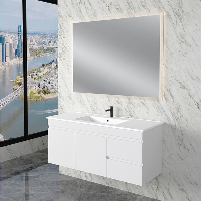 600-1500mm*450*505mm ABS Less Polyurethane Moisture Resistance Gloss White Wall Hung Vanity - HD reno