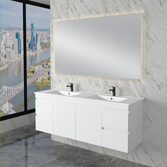 600-1500mm*450*505mm ABS Less Polyurethane Moisture Resistance Gloss White Wall Hung Vanity - HD reno