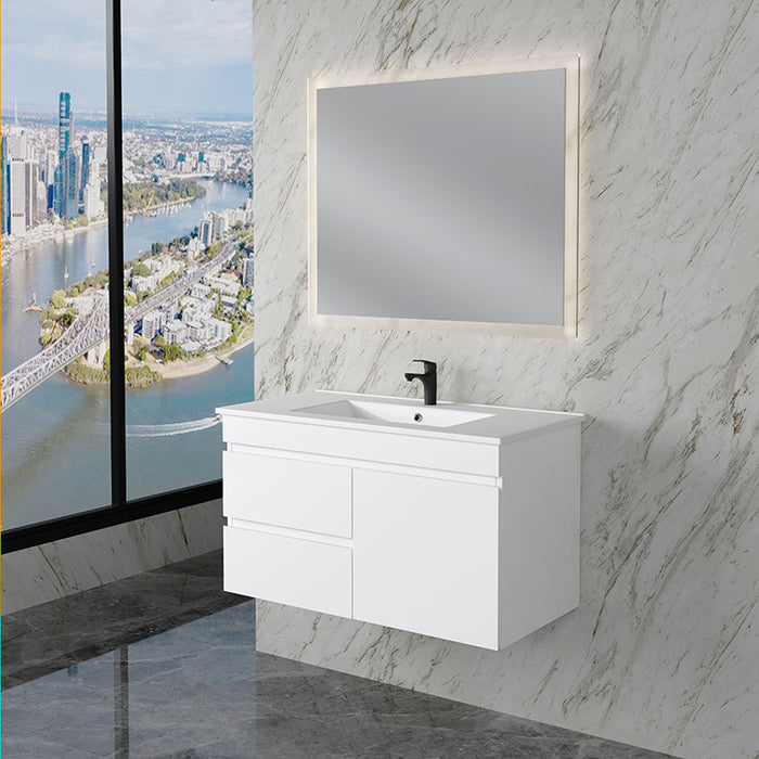 600-1500mm*450*505mm ABS Less Polyurethane Moisture Resistance Gloss White Wall Hung Vanity - HD reno