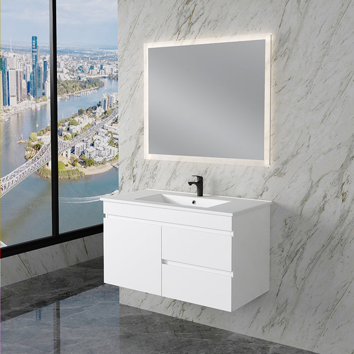 600-1500mm*450*505mm ABS Less Polyurethane Moisture Resistance Gloss White Wall Hung Vanity - HD reno