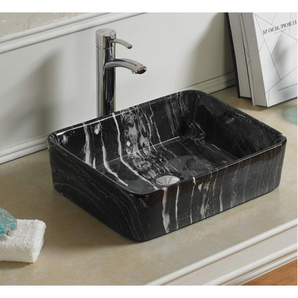 480*370*130mm SIMA Marbleize Ceramic Above Counter Basin 32mm No Overflow Waste Not Included With Basin
