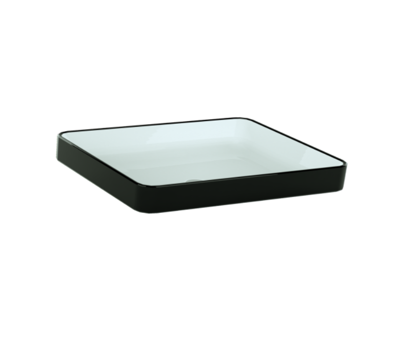 500x370x140mm ABS Logan Matt White/Gloss White/Matt Black Ceramic Square Semi-Inset Basin