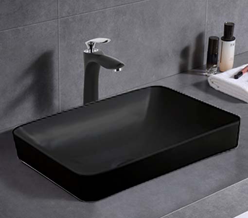 500x370x140mm ABS Logan Matt White/Gloss White/Matt Black Ceramic Square Semi-Inset Basin