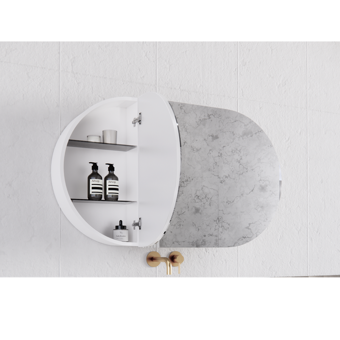 1200*700*140mm ABS London Oval Matt Black/Matt White Copper-free Mirror Shaving Cabinet