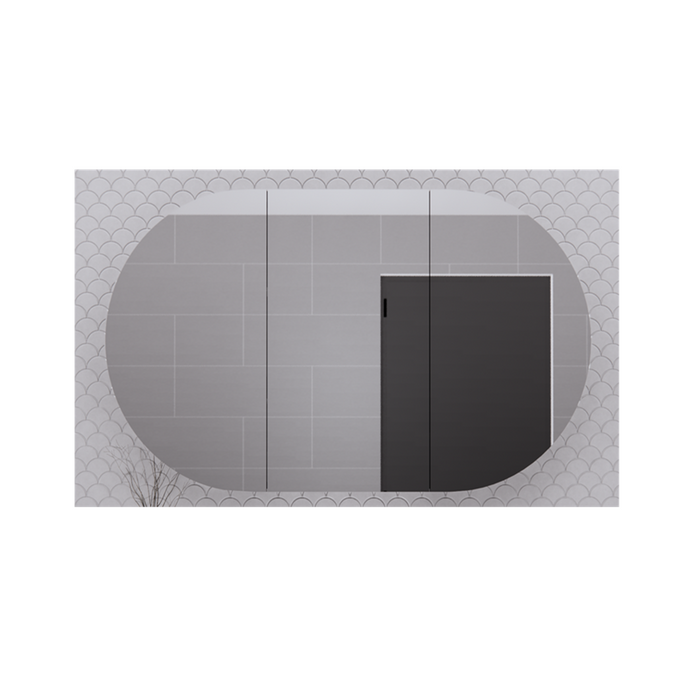 1200*700*140mm ABS London Oval Matt Black/Matt White Copper-free Mirror Shaving Cabinet