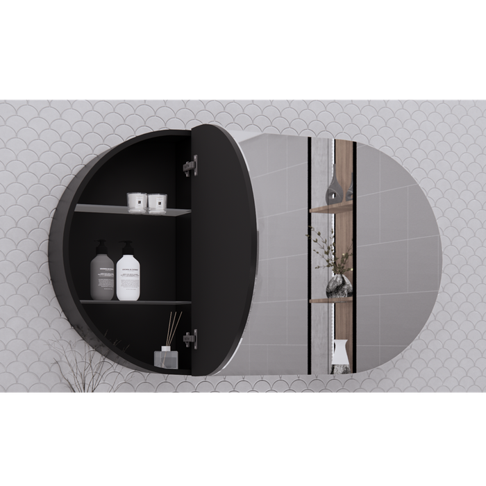1200*700*140mm ABS London Oval Matt Black/Matt White Copper-free Mirror Shaving Cabinet
