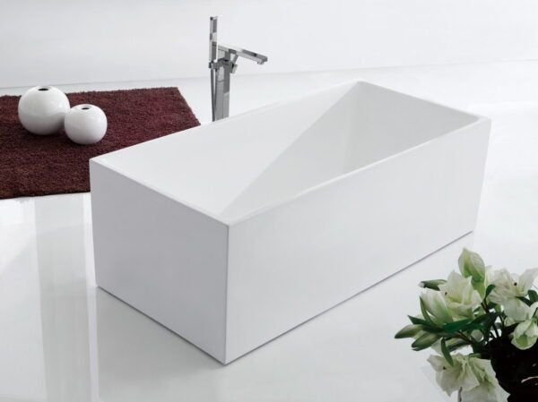 1200-1700*700/750*560/580mm ABS Lotus Gloss White Rectangle Acrylic Super Narrow Freestanding Bathtub