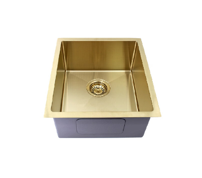 440*380*200*1.2mm MN Stainless Steel Light Gold Round Corner Single Bowl Top Mount or Undermount PVD Sink