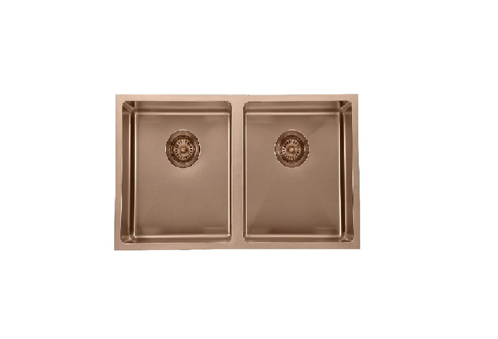 760*440*200/200*1.2mm MN Stainless Steel Copper Round Corner Double Bowls Top Mount or Undermount PVD Sink