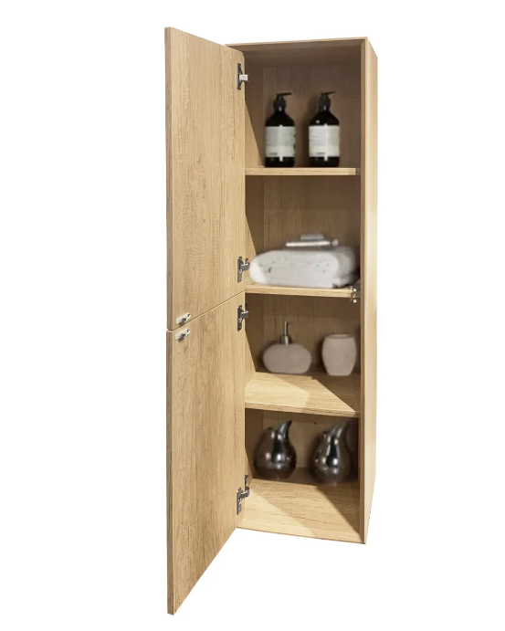 1200mm Byron Natural Oak Wall Hung Vanity and Tall Boy and Shaving Cabinet