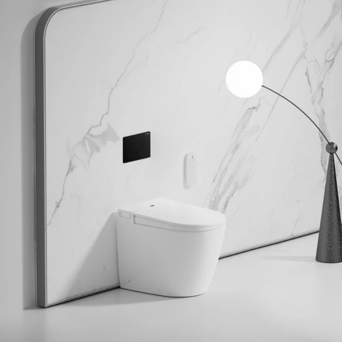 590*400*490mm Lafeme Crawford Rimless Gloss White Ceramic Wall Faced Smart Toilet - HD reno