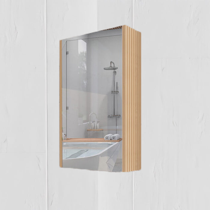 450-1500*720*150mm ABS Geneva Fluted Oak Timber American Oak Wall Hung Mirror Shaving Cabinet