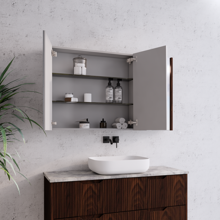 450-1500*720*150mm ABS Geneva Fluted Wall Hung Oak Timber Brown Oak Mirror Shaving Cabinet