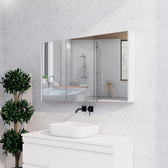 450-1500*720*150mm ABS Geneva Flat Oak Timber Gloss White Wall Hung Mirror Shaving Cabinet