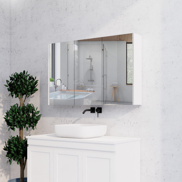 450-1500*720*150mm ABS Geneva Flat Oak Timber Matt White Wall Hung Mirror Shaving Cabinet