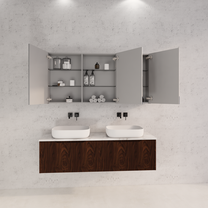 450-1500*720*150mm ABS Geneva Fluted Wall Hung Oak Timber Brown Oak Mirror Shaving Cabinet