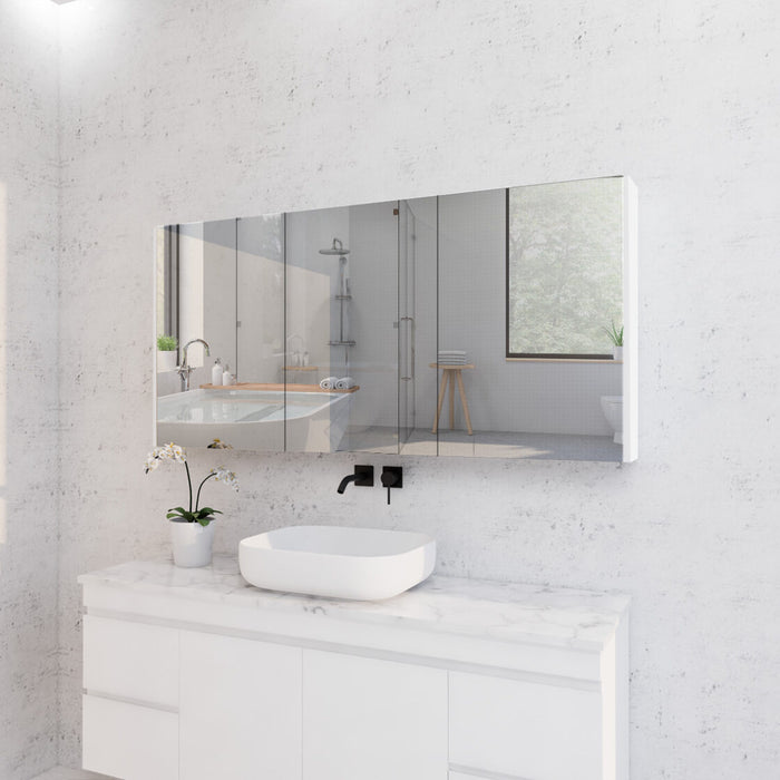450-1500*720*150mm ABS Geneva Flat Oak Timber Gloss White Wall Hung Mirror Shaving Cabinet