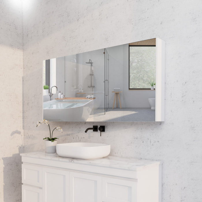 450-1500*720*150mm ABS Geneva Flat Oak Timber Matt White Wall Hung Mirror Shaving Cabinet