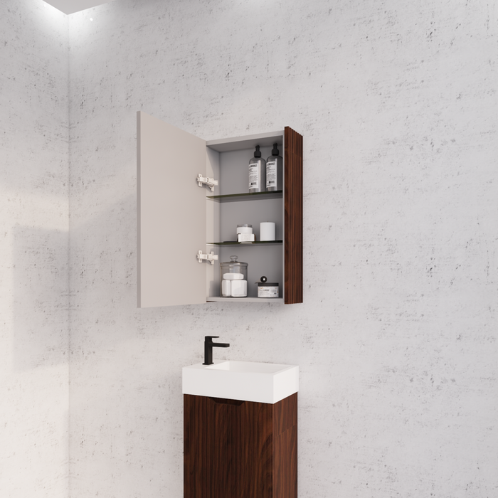 450-1500*720*150mm ABS Geneva Fluted Wall Hung Oak Timber Brown Oak Mirror Shaving Cabinet